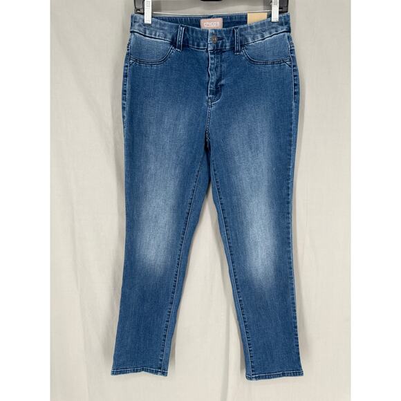Chicos Jeans Womens 00 2 Girlfriend Ankle Stretch Medium Wash Mid Rise New - Picture 1 of 10